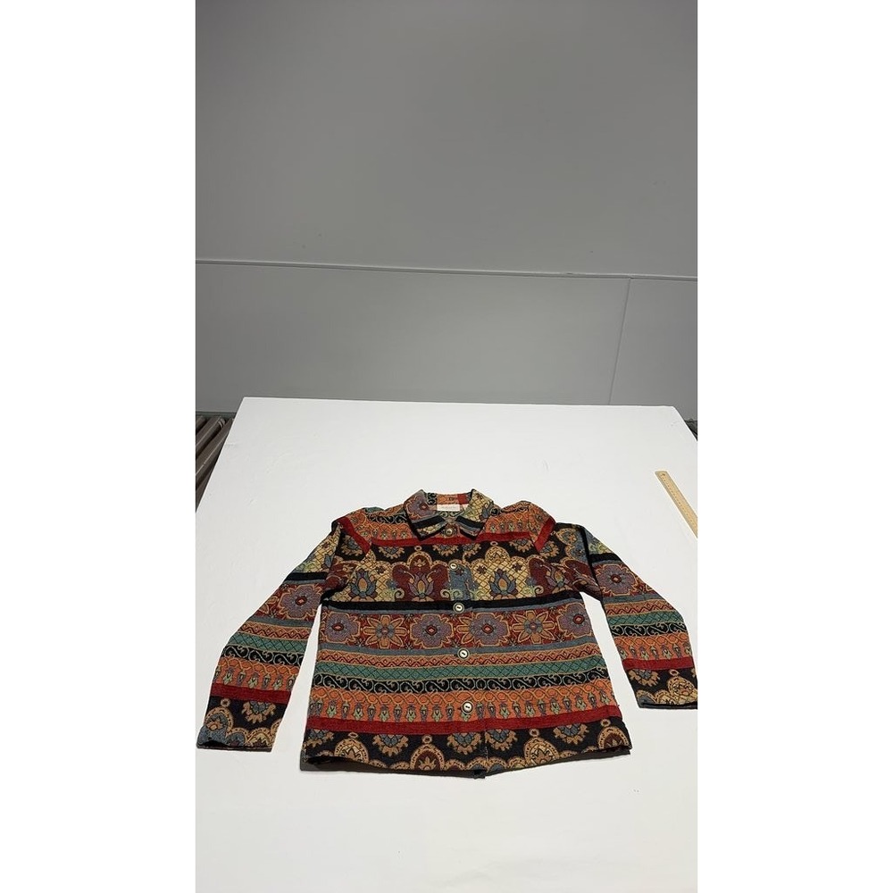 Studio Works Vintage Patterned Jacket Multicolor Floral Geometric Petite Small